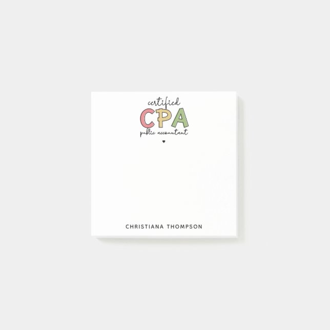 Personalized CPA Certified Public Accountant Gifts Post-it Notes (Front)