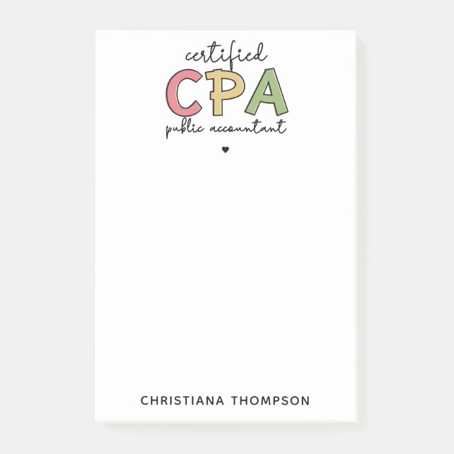 Personalized CPA Certified Public Accountant Gifts Post-it Notes (Front)
