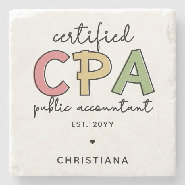 Personalized CPA Certified Public Accountant Gifts Stone Coaster (Front)