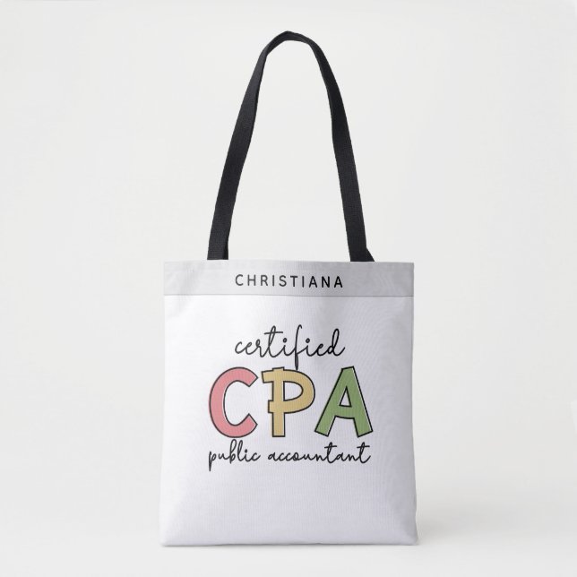Personalized CPA Certified Public Accountant Gifts Tote Bag (Front)