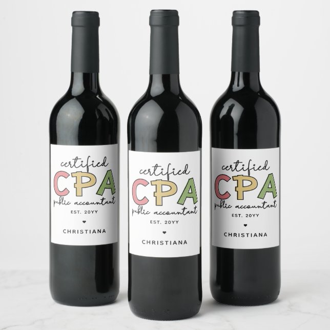 Personalized CPA Certified Public Accountant Gifts Wine Label (Bottles)