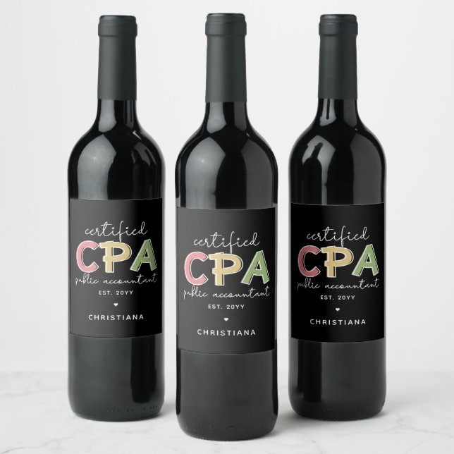 Personalized CPA Certified Public Accountant Gifts Wine Label (Bottles)