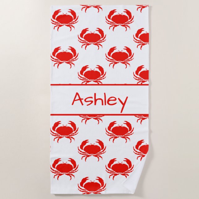 Personalized Crab Beach Towel (Front)