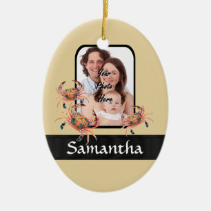 Personalized crab ceramic ornament
