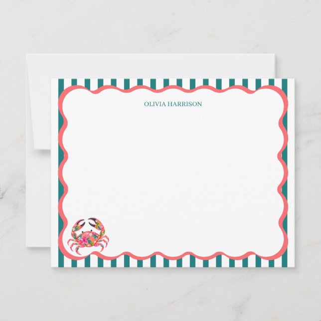 Personalized Crab Notecards | Custom Stationery (Front)