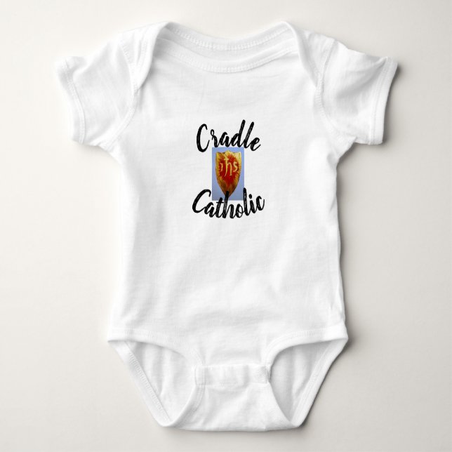 Personalized "Cradle Catholic" Onsie Baby Bodysuit (Front)