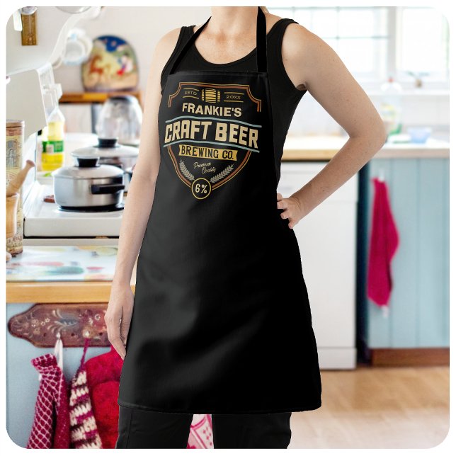 Personalized Craft Beer Label Brewing Company Bar  Apron (Creator Uploaded)