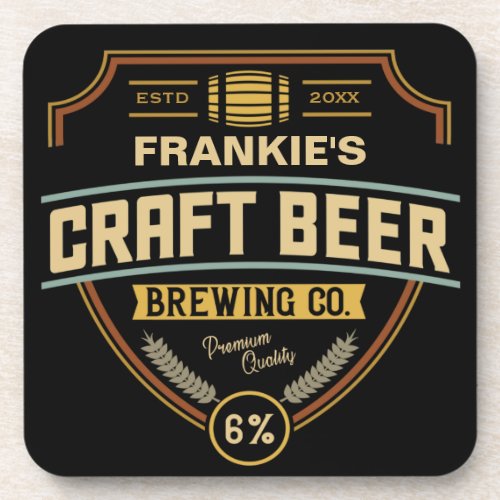 Personalized Craft Beer Label Brewing Company Bar  Beverage Coaster