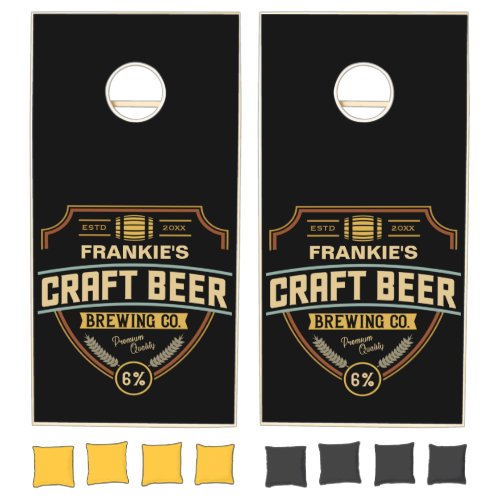 Personalized Craft Beer Label Brewing Company Bar  Cornhole Set