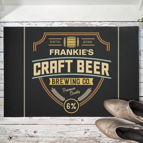 Personalized Craft Beer Label Brewing Company Bar  Doormat