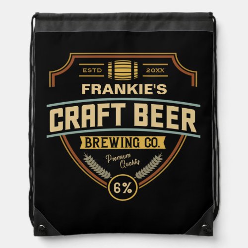 Personalized Craft Beer Label Brewing Company Bar  Drawstring Bag