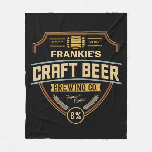 Personalized Craft Beer Label Brewing Company Bar  Fleece Blanket