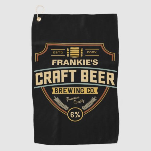 Personalized Craft Beer Label Brewing Company Bar Golf Towel