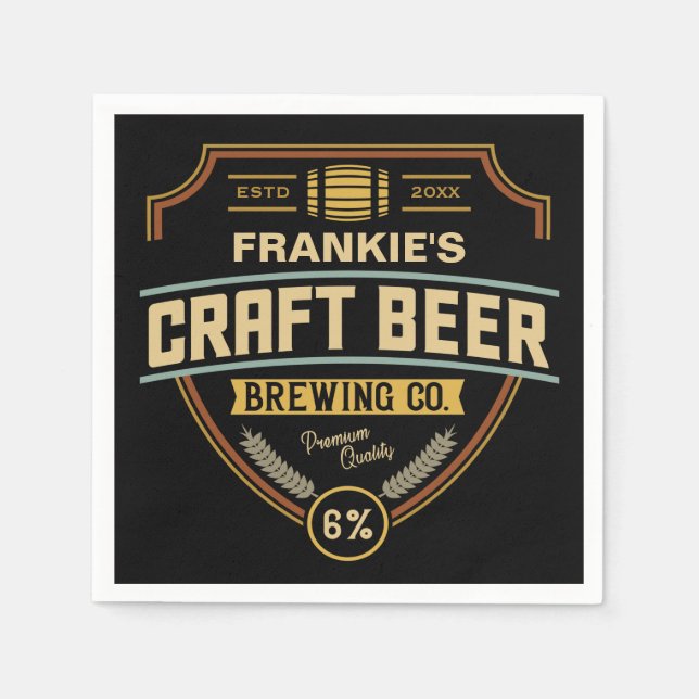 Personalized Craft Beer Label Brewing Company Bar  Napkins (Front)