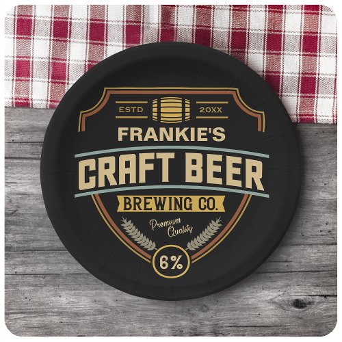 Personalized Craft Beer Label Brewing Company Bar Paper Plates