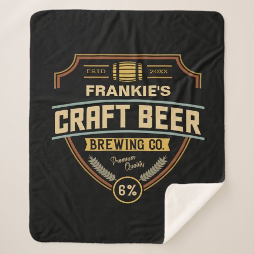 Personalized Craft Beer Label Brewing Company Bar  Sherpa Blanket