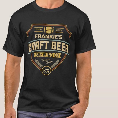 Personalized Craft Beer Label Brewing Company Bar  T_Shirt