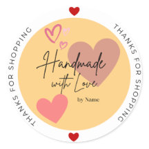 Personalized Craft Handmade with Love Round Sticke
