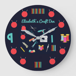 Personalized CRAFT ROOM Decorative Crafters Large Clock
