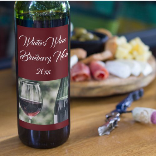 Personalized Cranberry Red Wine Bottles  Photo Wine Label