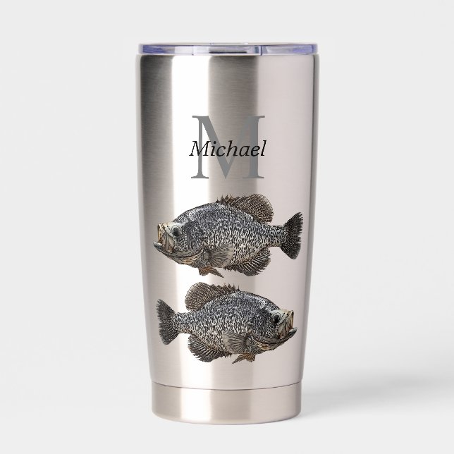 Personalized Crappie Fishing Angler Monogram Fish  Insulated Tumbler (Front)