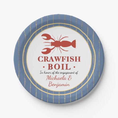 Personalized Crawfish Boil Lobster Engagement Paper Plates