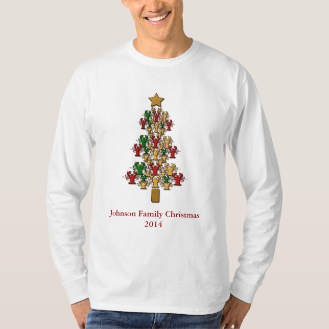 Personalized Crawfish / Lobster Christmas Tree T-Shirt (Front)