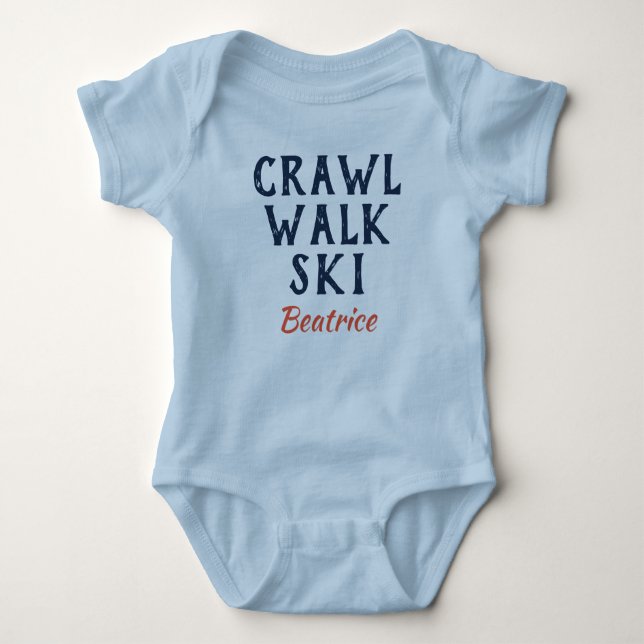 Personalized Crawl Walk Ski Baby Bodysuit (Front)