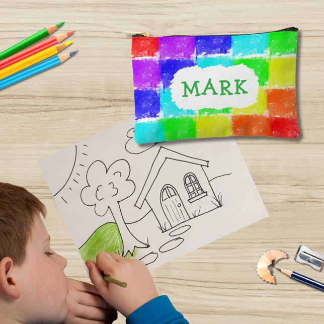 Personalized Crayon Blocks Kids Pencils Case Accessory Pouch (Creator Uploaded)