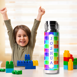 Personalized Crayon Blocks Kid's School Water Bottle