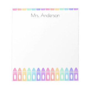 Personalized Crayon Kindergarten Teacher Notepad