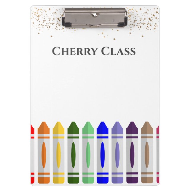 Personalized Crayon Star Design Class Clipboard (Front)