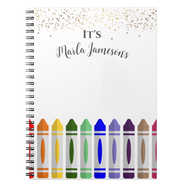 Personalized Crayon Star Design  Notebook (Front)