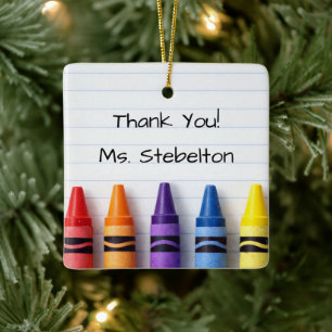 Personalized Crayon Teacher Christmas Ornament
