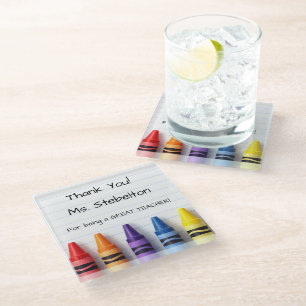 Personalized Crayon Teacher Drink Coaster