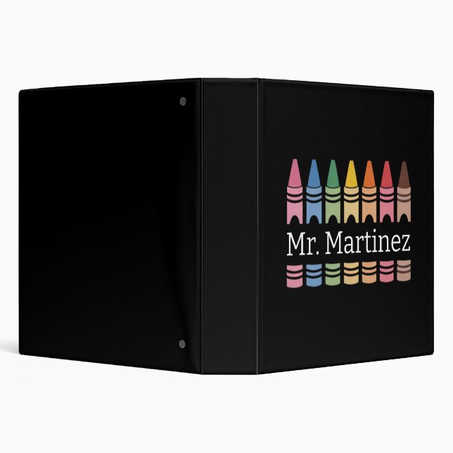 Personalized Crayon Teacher Name Cute Back School 3 Ring Binder (Background)