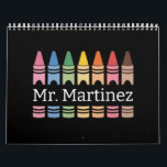 Personalized Crayon Teacher Name Cute Back School Calendar<br><div class="desc">Personalized Crayon Teacher Name Cute Back to School</div>