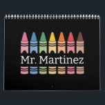 Personalized Crayon Teacher Name Cute Back School Calendar<br><div class="desc">Personalized Crayon Teacher Name Cute Back to School</div>