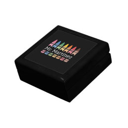 Personalized Crayon Teacher Name Cute Back School Gift Box