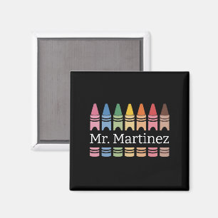 Personalized Crayon Teacher Name Cute Back School Magnet
