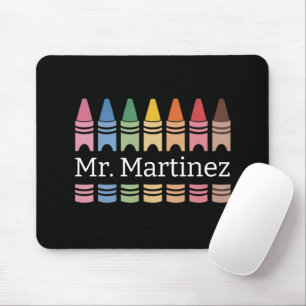 Personalized Crayon Teacher Name Cute Back School Mouse Pad