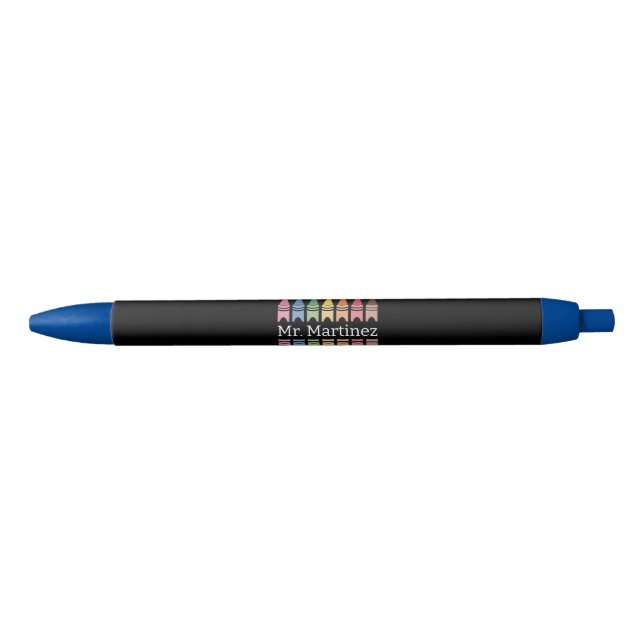 Personalized Crayon Teacher Name Cute Back School Pen (Front)