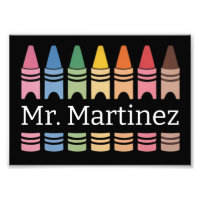 Personalized Crayon Teacher Name Cute Back School