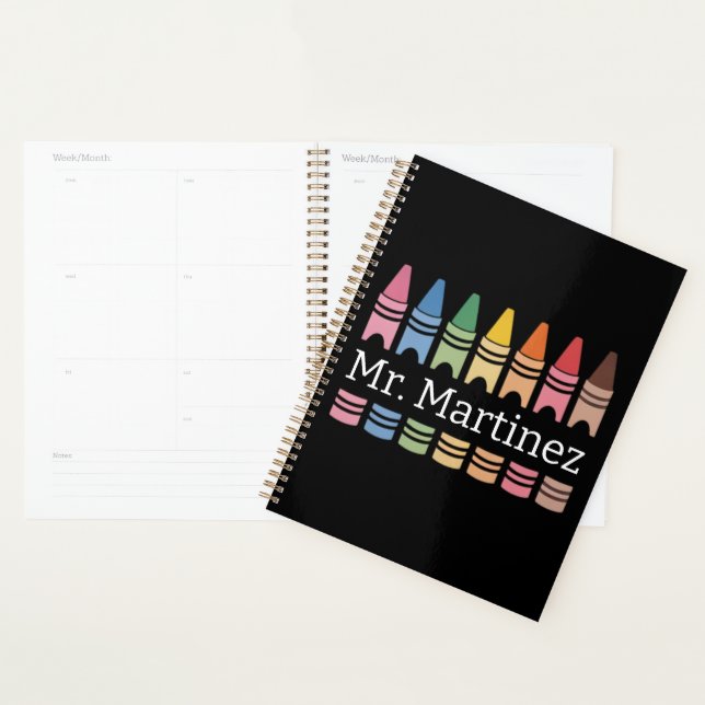 Personalized Crayon Teacher Name Cute Back School Planner (Display)