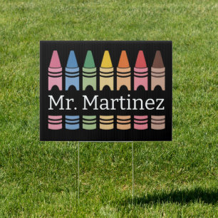 Personalized Crayon Teacher Name Cute Back School Sign