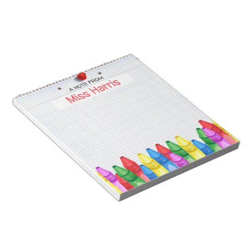 Personalized Crayon Teachers Notepad
