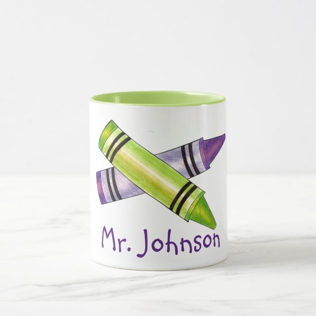 Personalized Crayons Art Teacher Artist Gift Mug (Center)