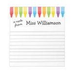 Personalized Crayons Teacher Appreciation Gift Notepad at Zazzle