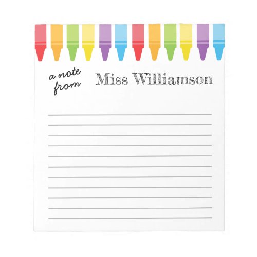 Personalized Crayons Teacher Appreciation Gifts  Notepad