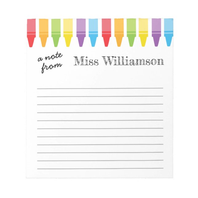 Personalized Crayons Teacher Appreciation Gifts  Notepad (Front)